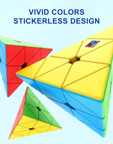 CFMOUR Speed Cube Set: 2x2, 3x3, and Pyramid – Stickerless ABS Puzzles for All Ages