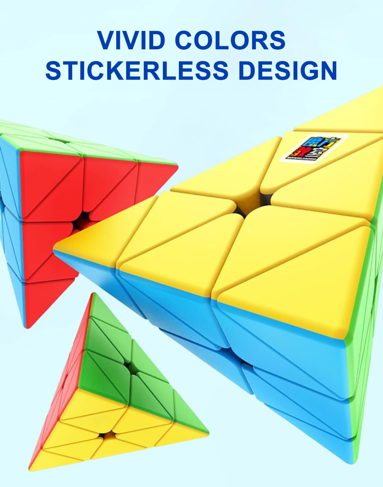 CFMOUR Speed Cube Set: 2x2, 3x3, and Pyramid – Stickerless ABS Puzzles for All Ages