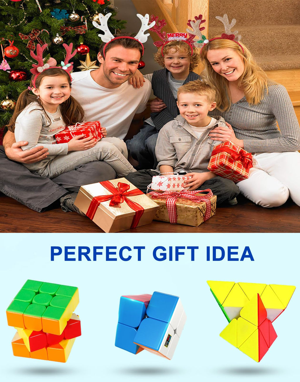CFMOUR Speed Cube Set: 2x2, 3x3, and Pyramid – Stickerless ABS Puzzles for All Ages