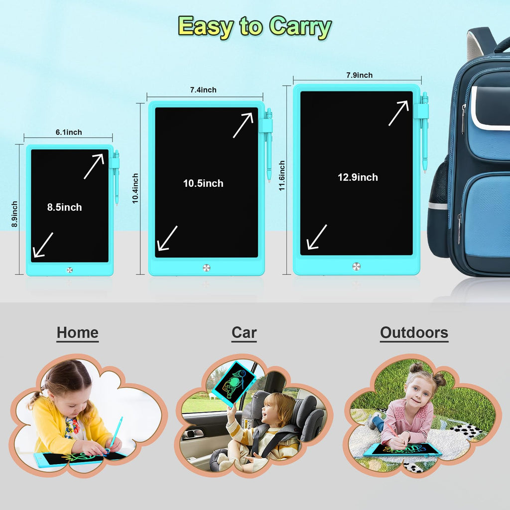 CHAFEGY 10.5 Inch LCD Writing Tablet for Kids - Colorful Doodle Board, Erasable Drawing Pad, Gift for Ages 3-8 (Blue)