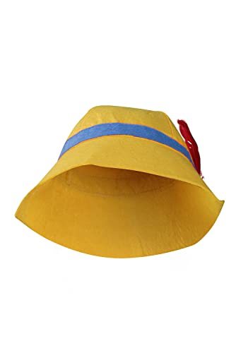 Chahouk Boys Puppet Hat with Feather – Yellow Cosplay Costume Hat for Kids & Toddlers, Halloween, Christmas & Party