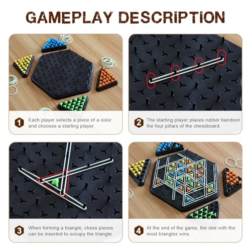 Chain Triangle Chess Game – Triggle Board Game for Family Game Night (Medium) – 2-4 Players