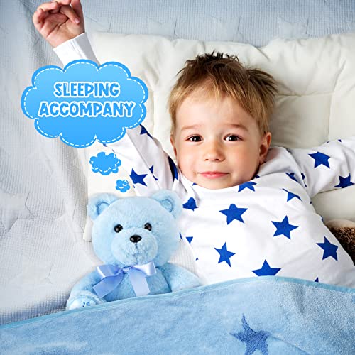 Chalyna 10 Inch Stuffed Bear Plush Toy - Soft Blue Teddy for Baby Shower & Birthday Gifts