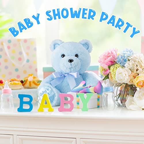 Chalyna 10 Inch Stuffed Bear Plush Toy - Soft Blue Teddy for Baby Shower & Birthday Gifts
