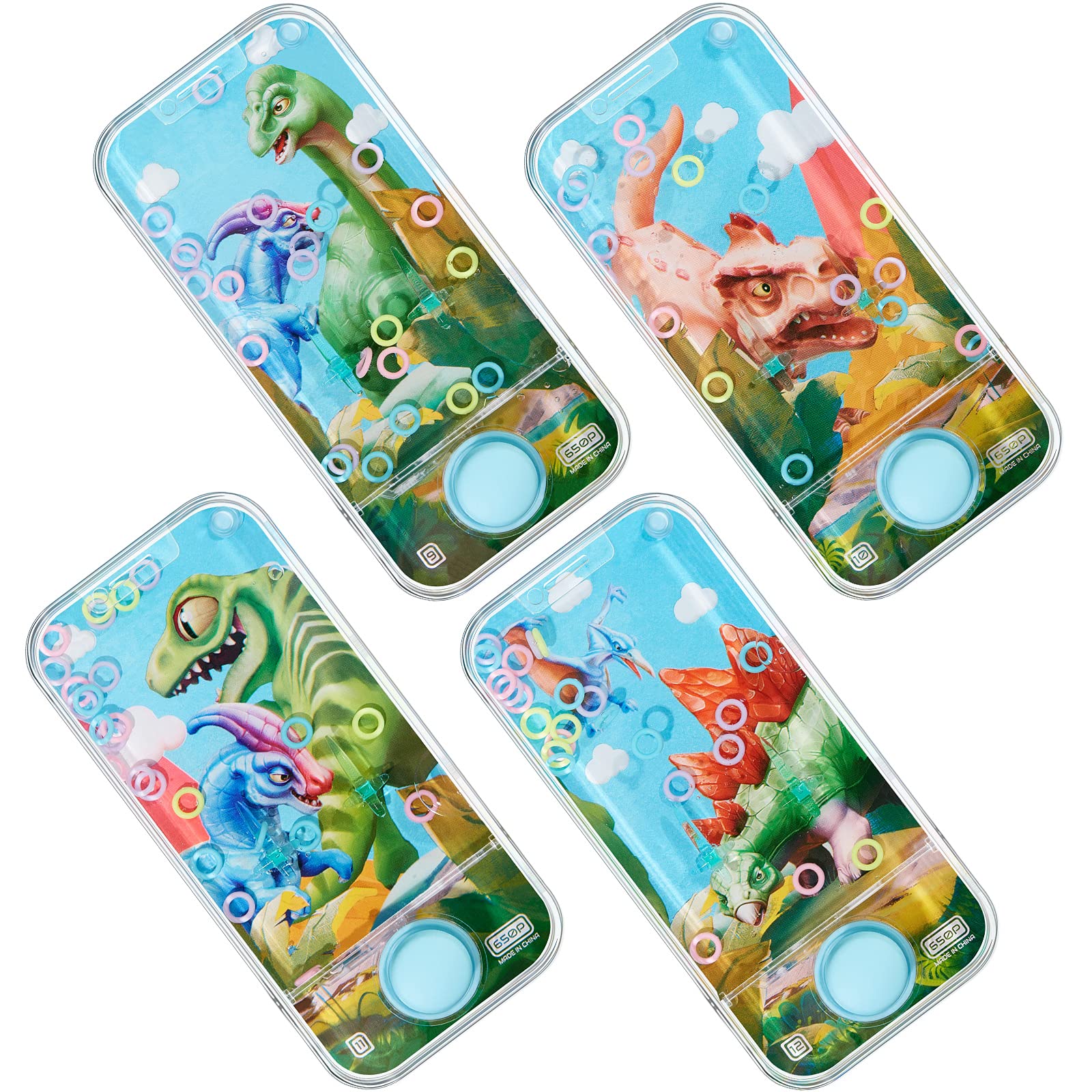 Chalyna 4-Pack Handheld Water Games - Retro Ring Toss Toys for Travel, Party Favors, Stress Relief (Animal Style)