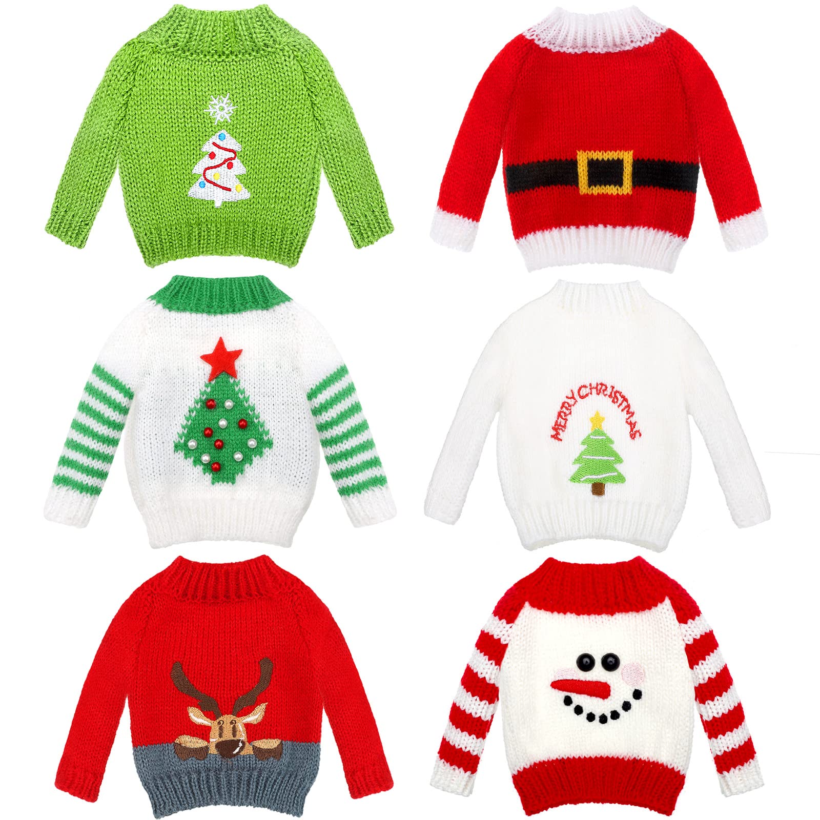 Chalyna 6-Piece Christmas Doll Sweater Set – Handmade Fabric Outfits for 11-12 Inch Dolls