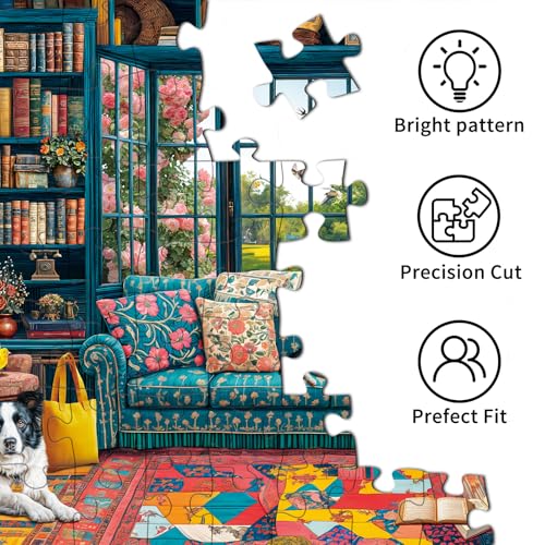 Chalzidar 1000-Piece Cozy Study Jigsaw Puzzle – 27.5x19.7 Inches with 1:1 HD Poster, Perfect Interlocking, No Dust, Stress Relief, Gift for Adults