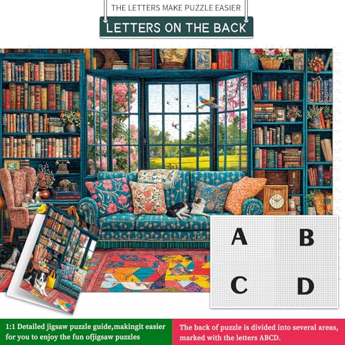 Chalzidar 1000-Piece Cozy Study Jigsaw Puzzle – 27.5x19.7 Inches with 1:1 HD Poster, Perfect Interlocking, No Dust, Stress Relief, Gift for Adults