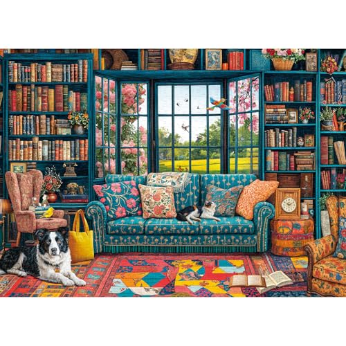 Chalzidar 1000-Piece Cozy Study Jigsaw Puzzle – 27.5x19.7 Inches with 1:1 HD Poster, Perfect Interlocking, No Dust, Stress Relief, Gift for Adults