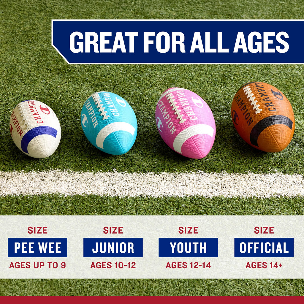Champion Blitz All-Weather Rubber Football – Includes Pump, Multiple Sizes for Youth & Adults