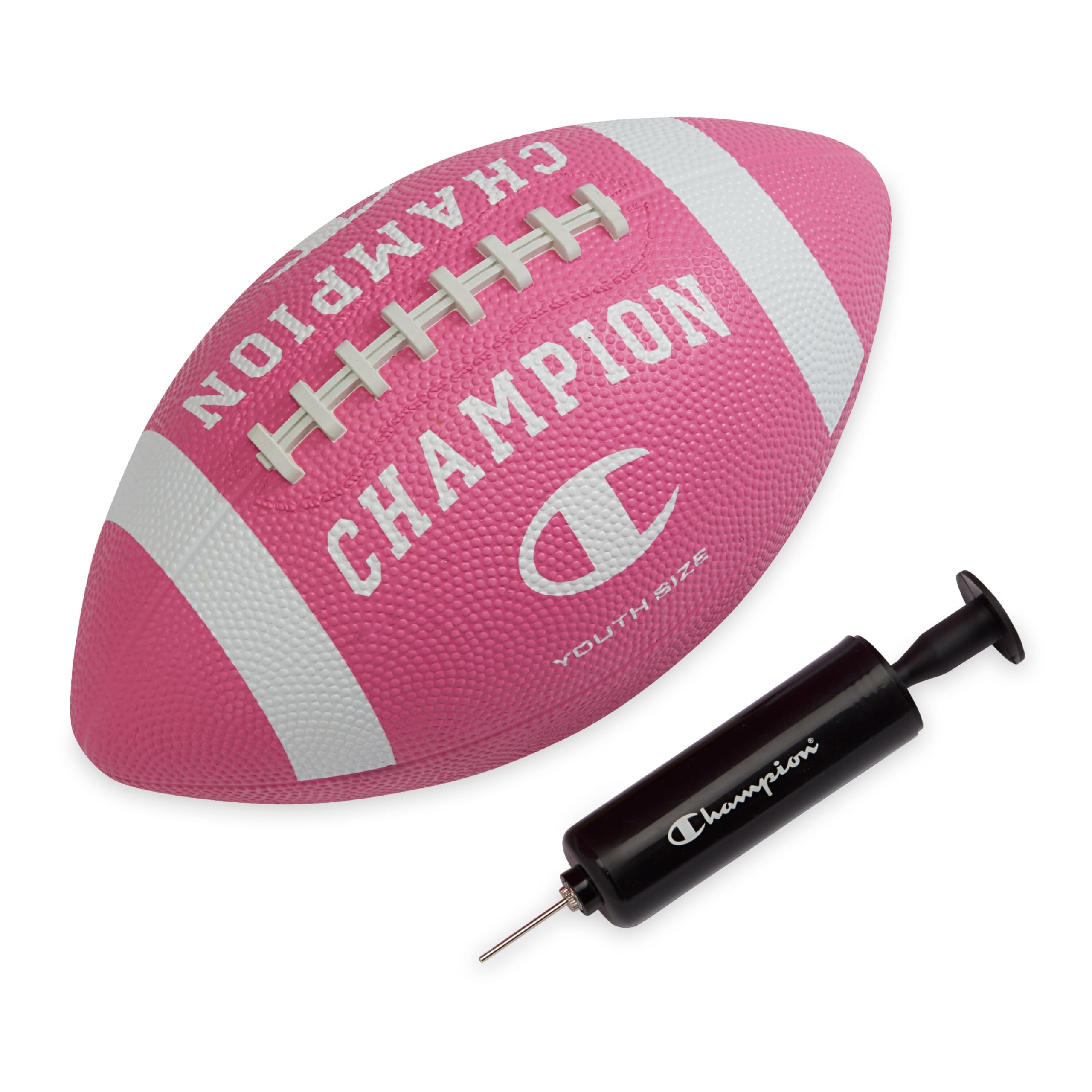 Champion Blitz Football - All-Weather Rubber Football with Pump, Youth Size (Optic Pink/White)