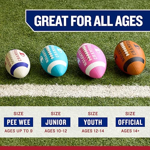 Champion Blitz Football - All-Weather Rubber Football with Pump, Youth Size (Optic Pink/White)
