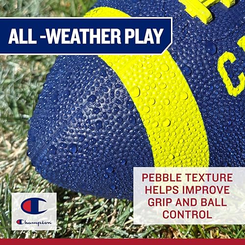 Champion Blitz Football - All-Weather Rubber Football with Pump, Youth Size (Optic Pink/White)