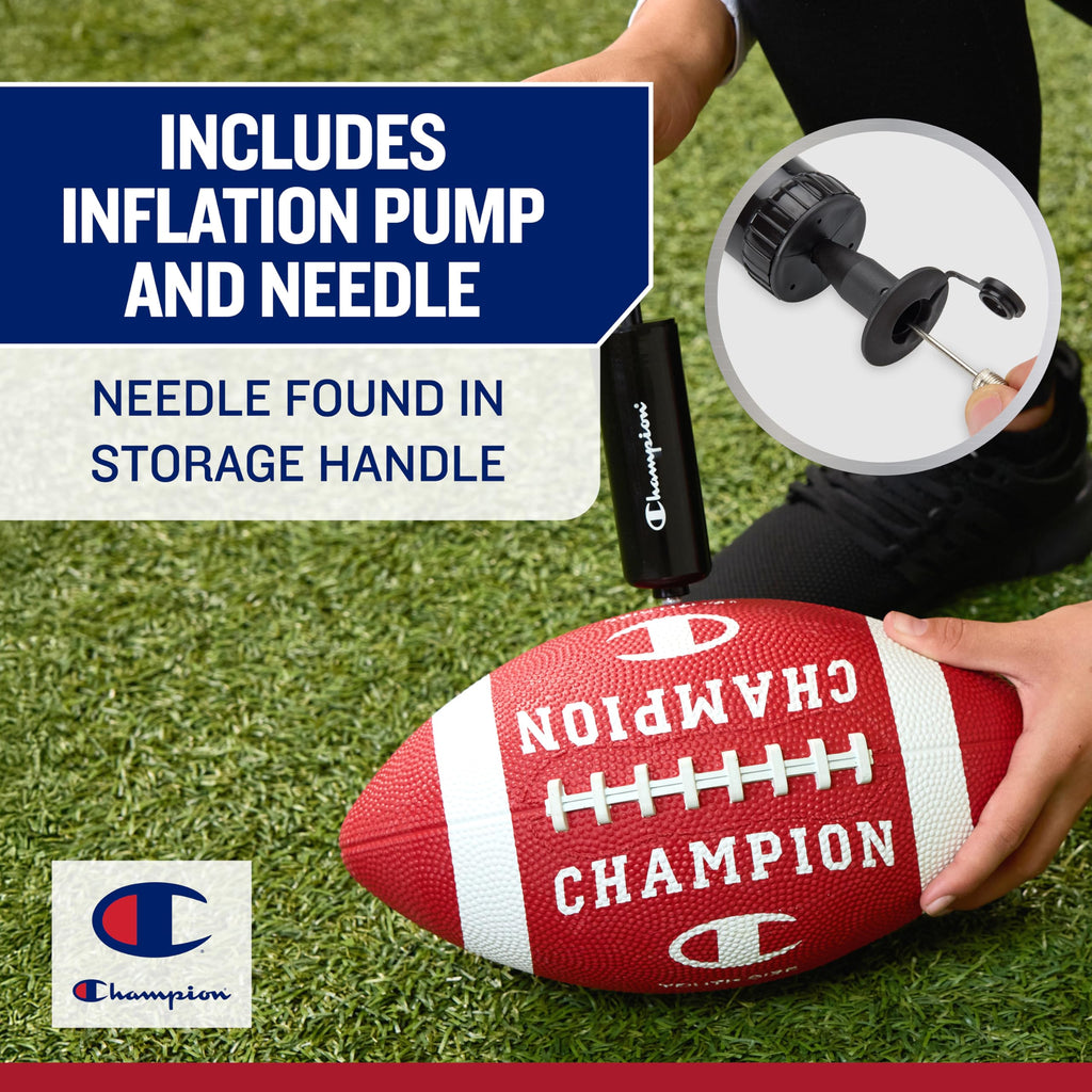 Champion Blitz Football - All-Weather Rubber Football with Pump, Youth Size (Optic Pink/White)