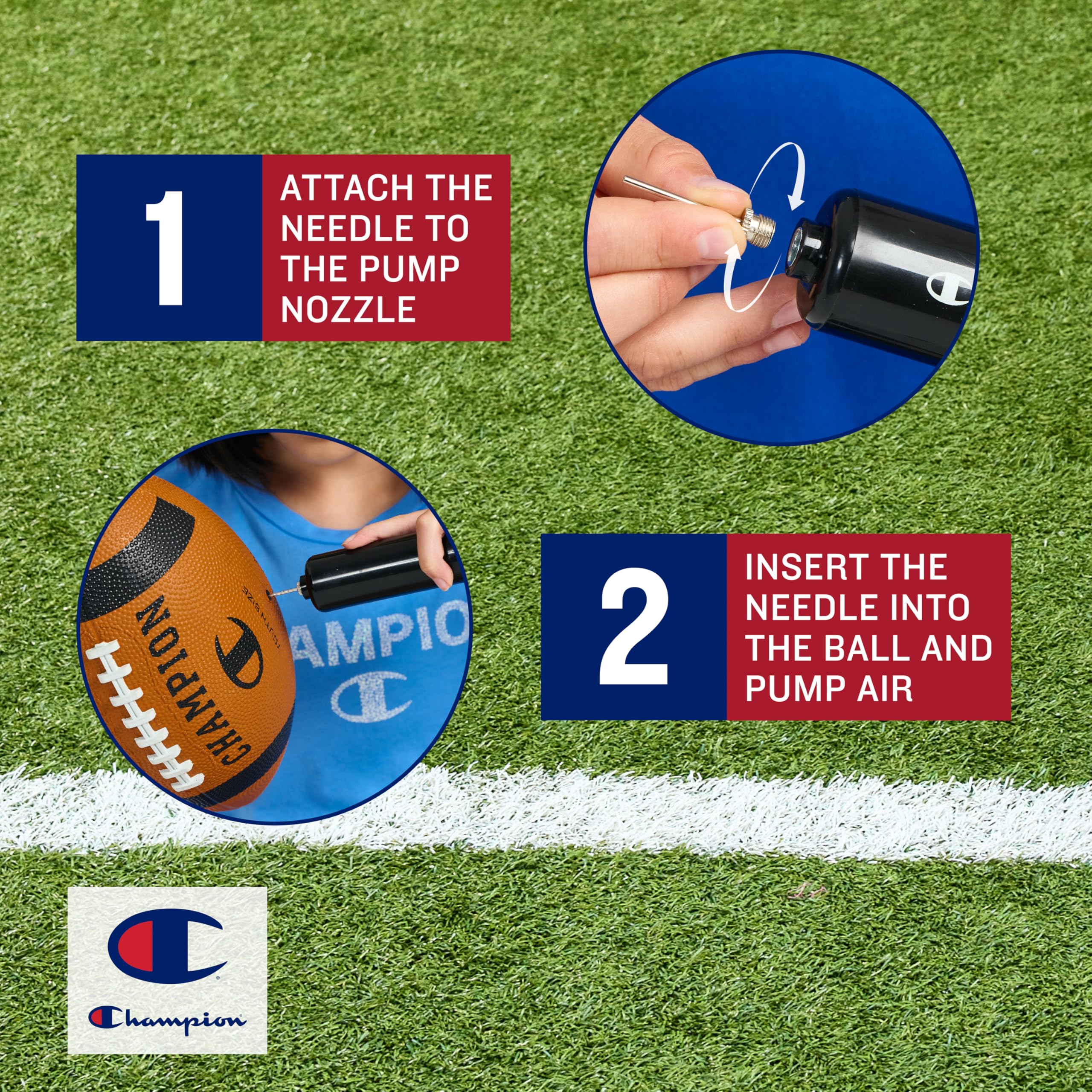 Champion Blitz Football - All-Weather Rubber Football with Pump, Youth Size (Optic Pink/White)