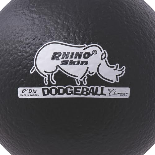 Champion Sports Rhino Skin Low Bounce Dodgeball - Soft Foam, Tear-Resistant, Black - All Ages