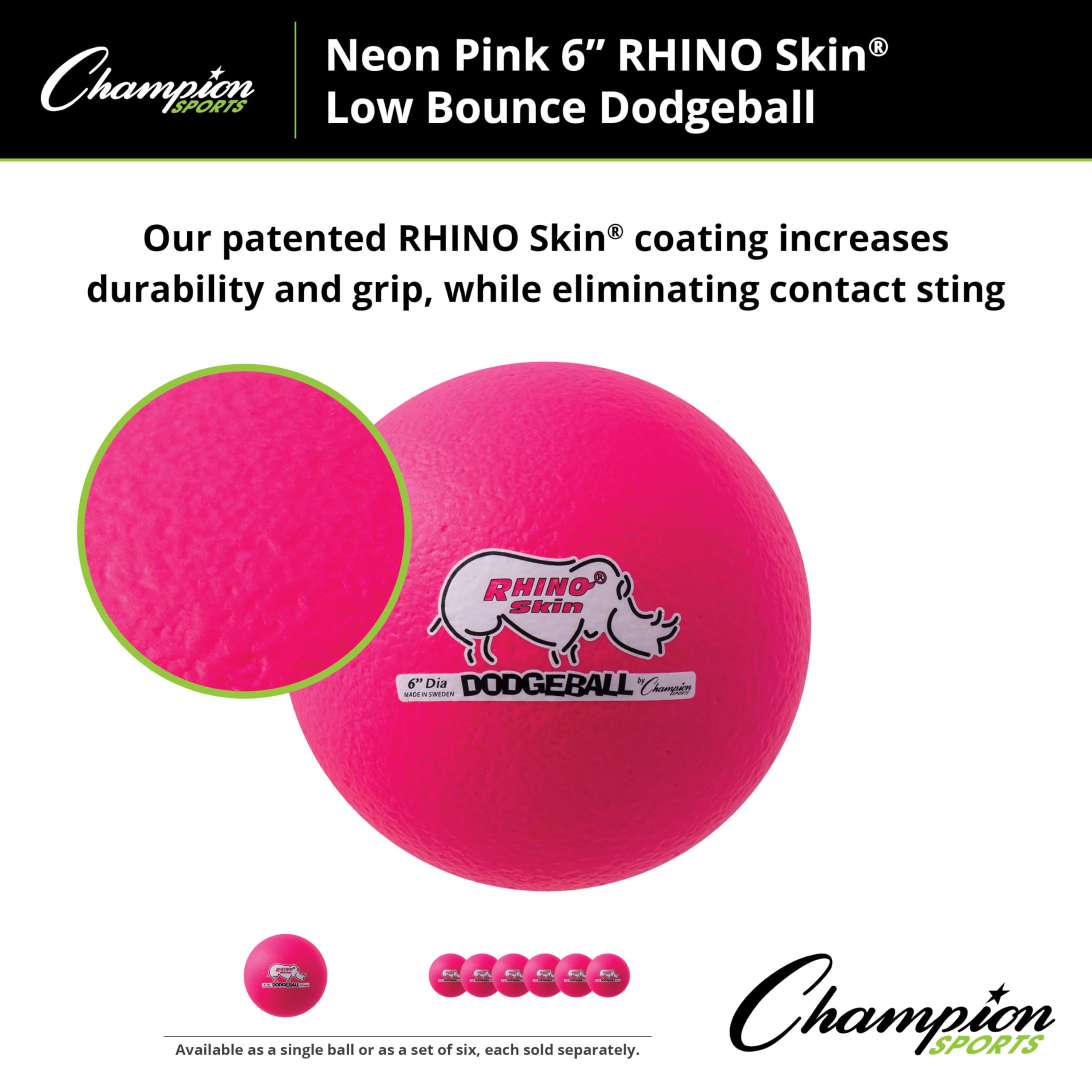 Champion Sports Rhino Skin Low Bounce Dodgeball – Soft Foam, Tear-Resistant, for All Ages