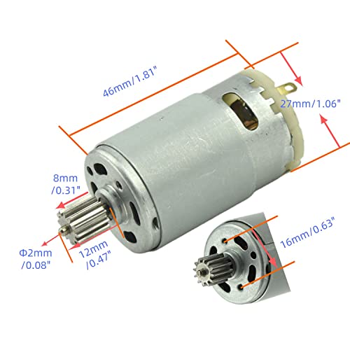 CHANCS RS390 12V 16000RPM 12-Tooth Gear Motor for Children's Electric Cars - Replacement for RS-380
