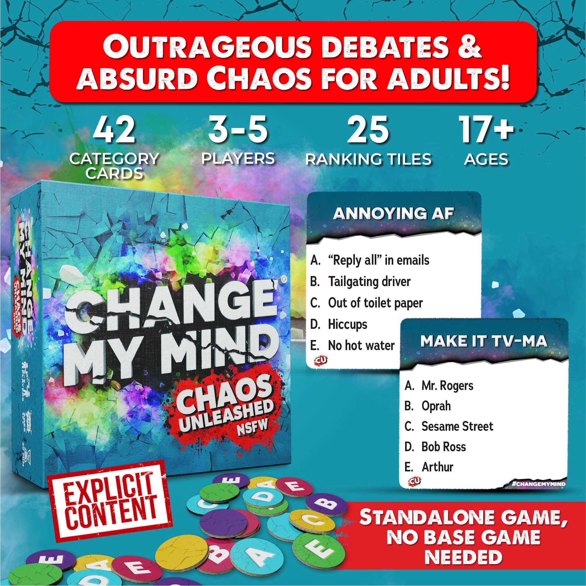 Change My Mind: Chaos Unleashed – NSFW Edition – Adult Party Card Game | 42 Cards, Ages 17+
