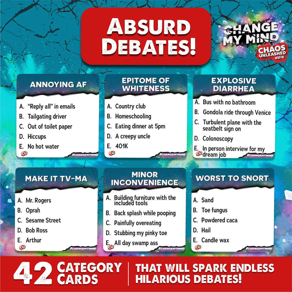 Change My Mind: Chaos Unleashed – NSFW Edition – Adult Party Card Game | 42 Cards, Ages 17+