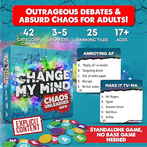 Change My Mind: Chaos Unleashed – NSFW Edition – Adult Party Card Game | 42 Cards, Ages 17+