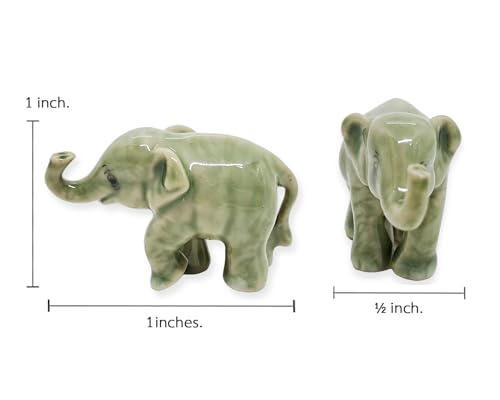 ChangThai Design Tiny 1-Inch Light Gray Baby Elephant Figurine - Hand-Painted Ceramic Miniature Collectible