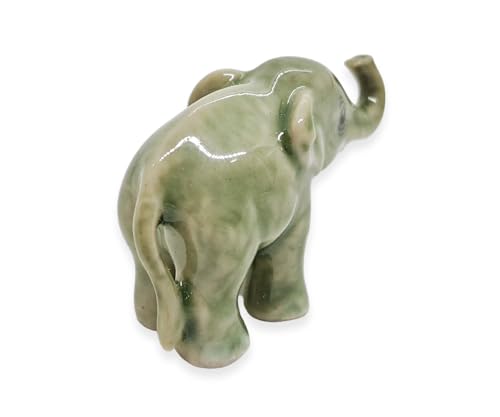 ChangThai Design Tiny 1-Inch Light Gray Baby Elephant Figurine - Hand-Painted Ceramic Miniature Collectible