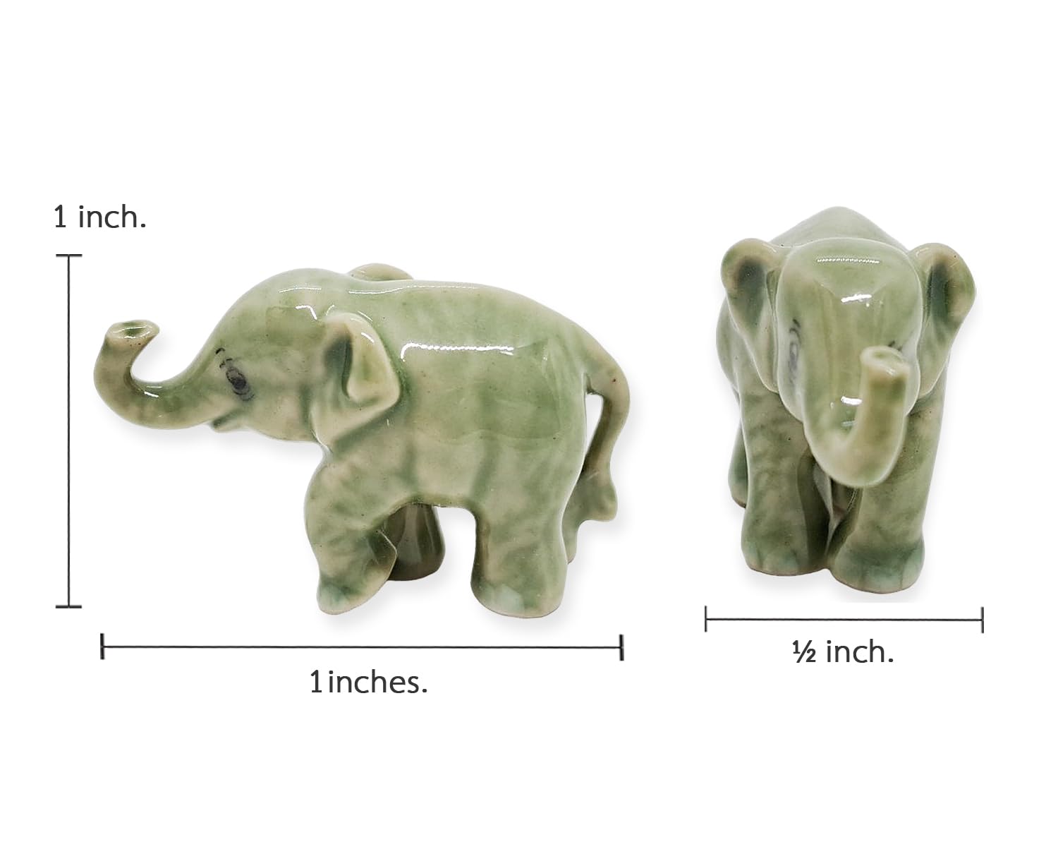 ChangThai Design Tiny 1-Inch Light Gray Baby Elephant Figurine - Hand-Painted Ceramic Miniature Collectible