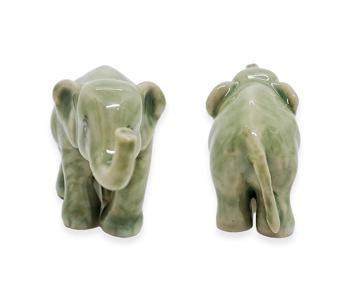 ChangThai Design Tiny 1-Inch Light Gray Baby Elephant Figurine - Hand-Painted Ceramic Miniature Collectible
