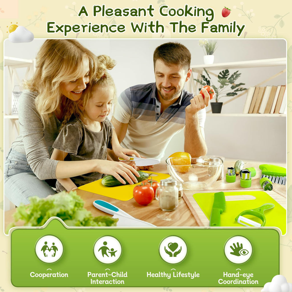 Chanking 13-Piece Kids Safe Knife Set for Real Cooking - Montessori Kitchen Tools for Toddlers Ages 4+