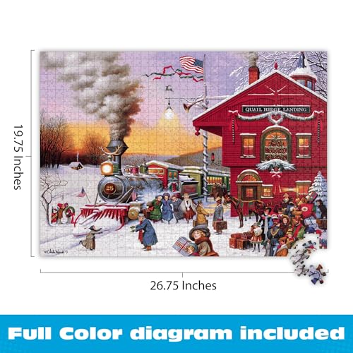 Charles Wysocki Whistle Stop Christmas 1000 Piece Jigsaw Puzzle by Buffalo Games – Winter Holiday Art for Adults