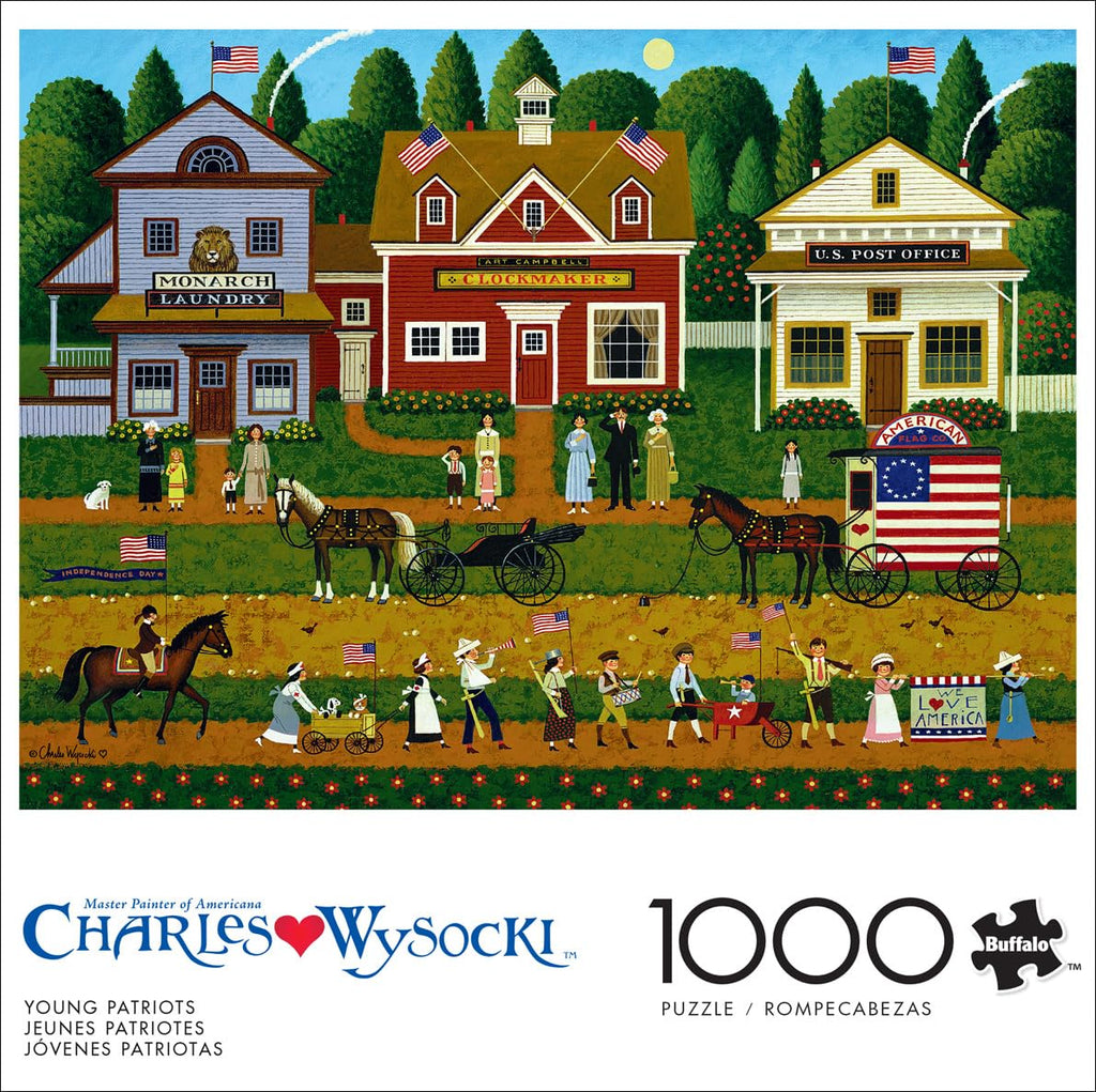 Charles Wysocki Young Patriots 1000-Piece Jigsaw Puzzle - Buffalo Games, 26.75x19.75 in, Poster Included, Recycled Board