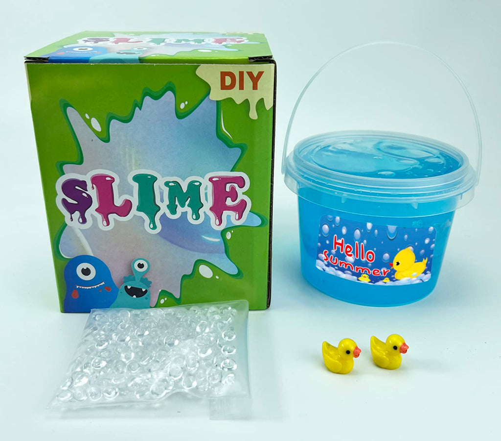 Charming Blue Crunchy Fishbowl Bead Slime - Super Soft Non-Sticky Stress Toy for Kids Ages 6+ Birthday Party Favor Christmas Stocking Stuffer
