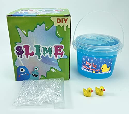 Charming Blue Crunchy Fishbowl Bead Slime - Super Soft Non-Sticky Stress Toy for Kids Ages 6+ Birthday Party Favor Christmas Stocking Stuffer