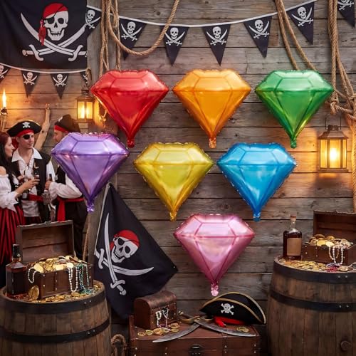 Charnoel 7-Pack Chaos Gem Balloons – 23-Inch Foil Party Decorations in 7 Colors