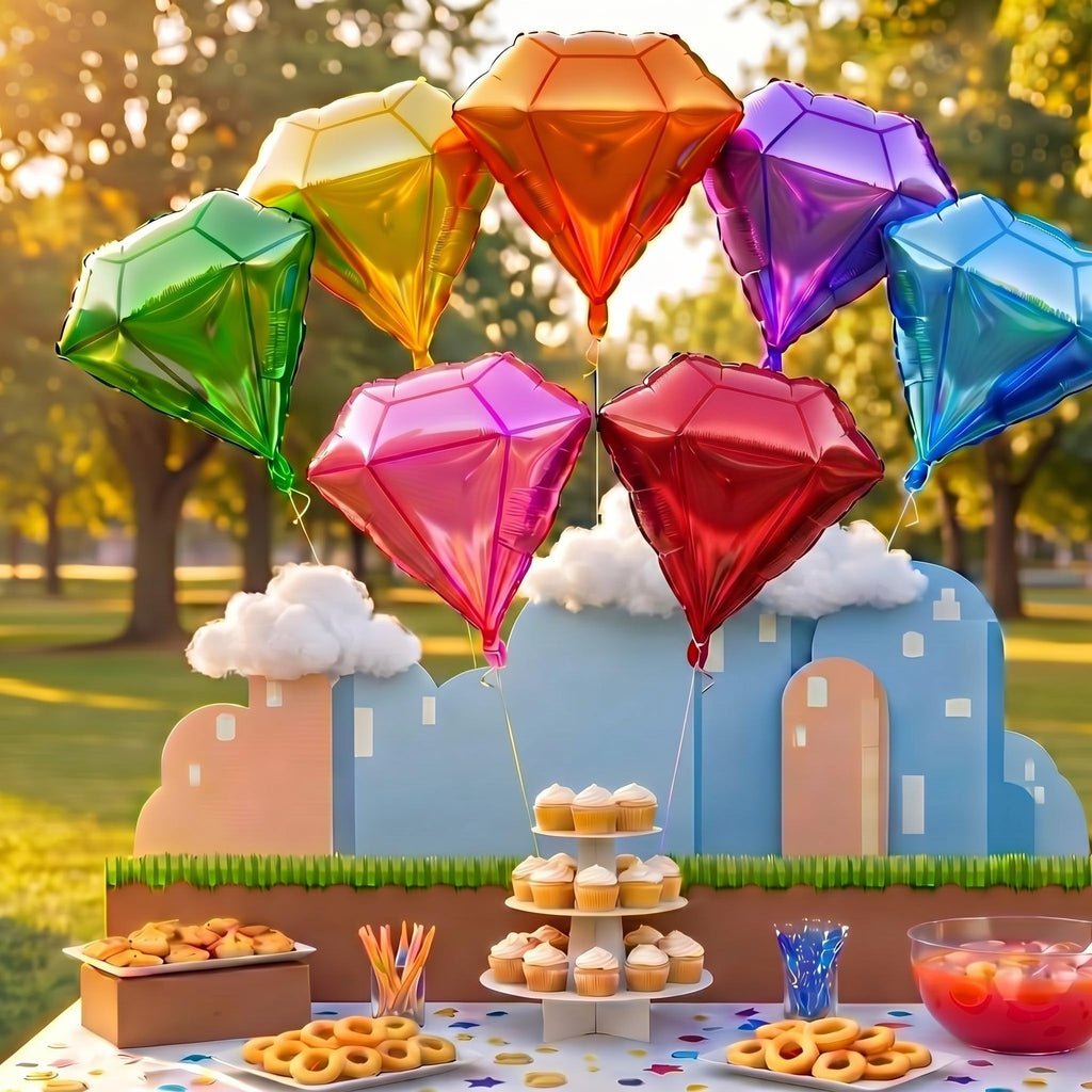 Charnoel 7-Pack Chaos Gem Balloons – 23-Inch Foil Party Decorations in 7 Colors