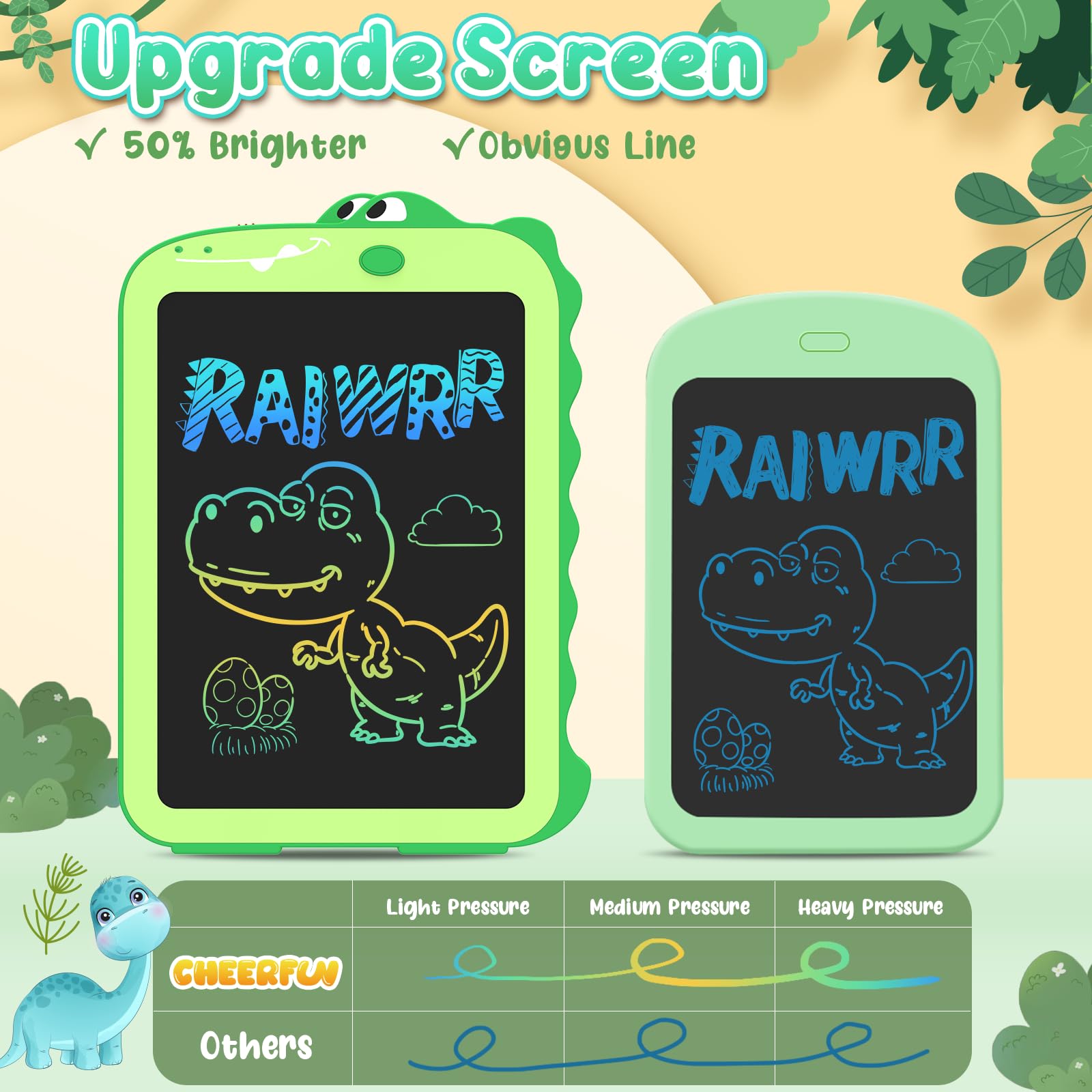 CHEERFUN 8.5" LCD Writing Tablet for Kids - Dinosaur Toddler Drawing Board, Educational Toys for Boys Girls Ages 3-8