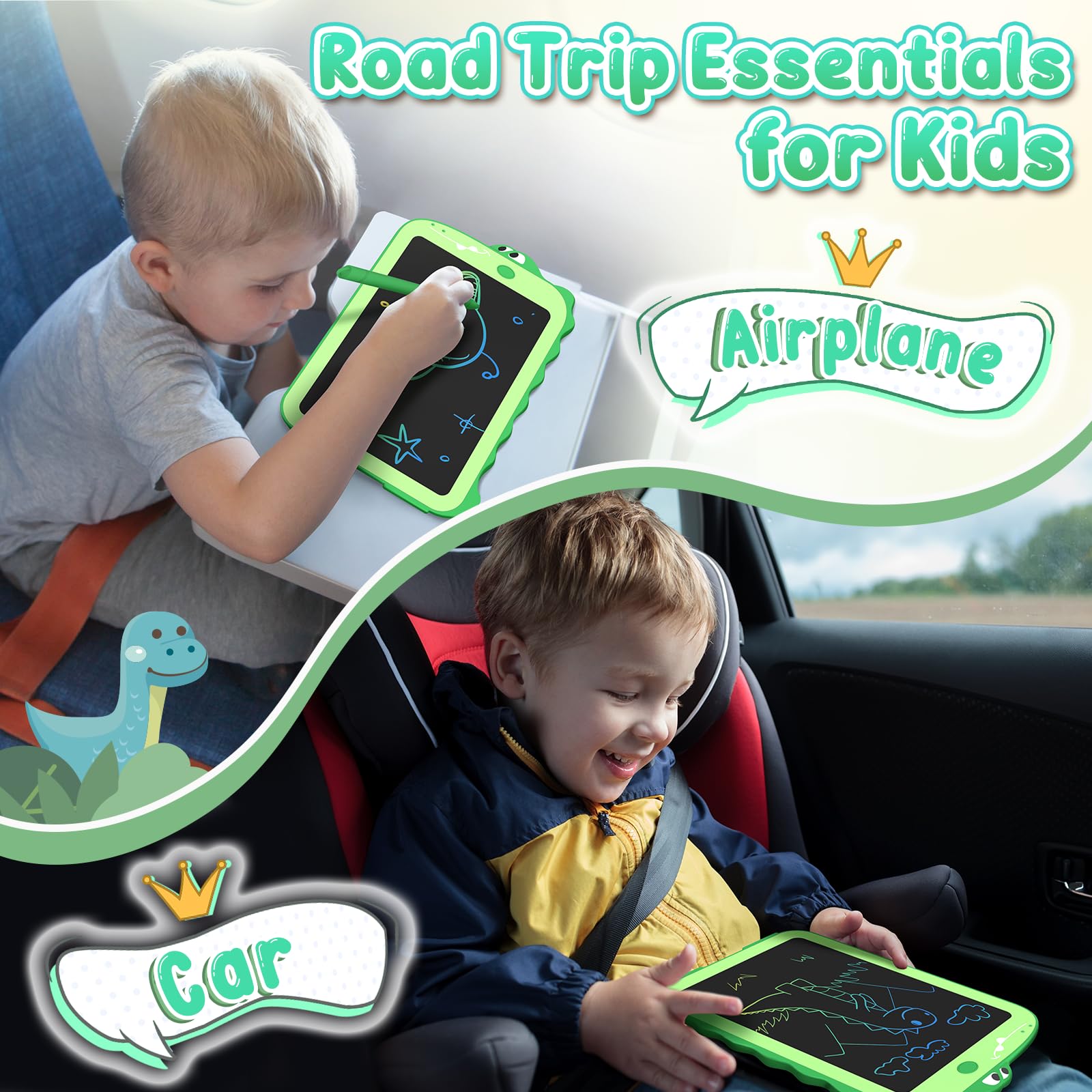 CHEERFUN 8.5" LCD Writing Tablet for Kids - Dinosaur Toddler Drawing Board, Educational Toys for Boys Girls Ages 3-8