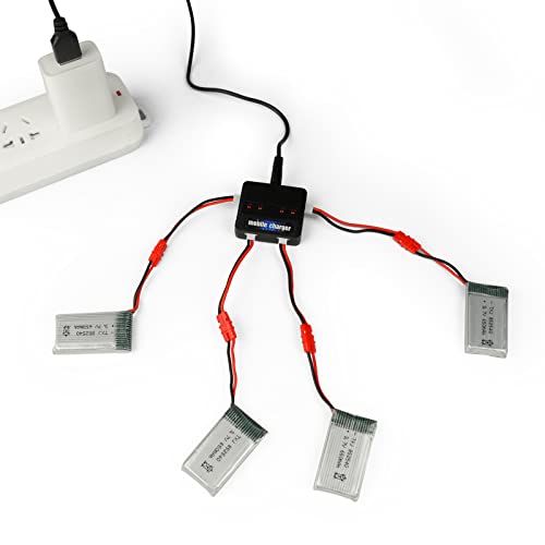Cheerwing 4-Pack 3.7V 650mAh Batteries with 4-in-1 Charger for Syma X5SW-V3 (2021 New Version)