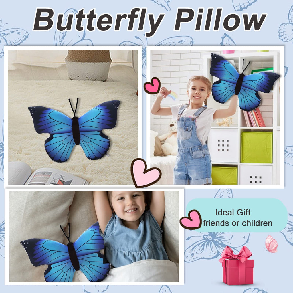 CHELEI2019 Blue Butterfly Plush Pillow – 15.7 Inch Soft Stuffed Animal Toy for Kids and Decoration