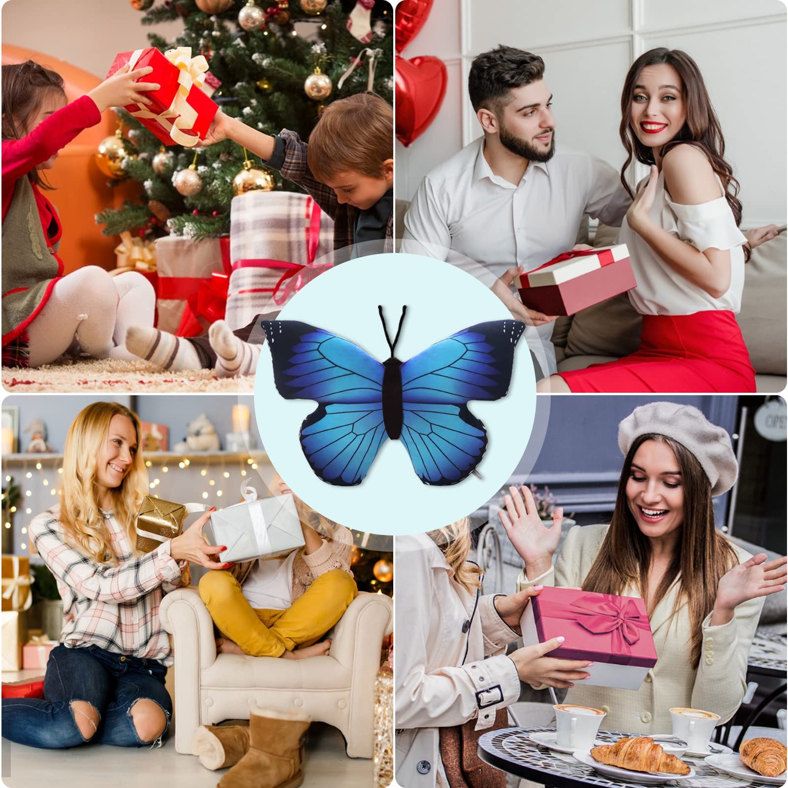 CHELEI2019 Blue Butterfly Plush Pillow – 15.7 Inch Soft Stuffed Animal Toy for Kids and Decoration