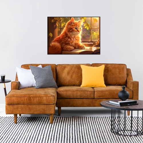 CHengQiSM 1000 Piece Cat Puzzle for Adults – Reading Cat Jigsaw, Cozy Retreat, 27.5x19.7 Inches