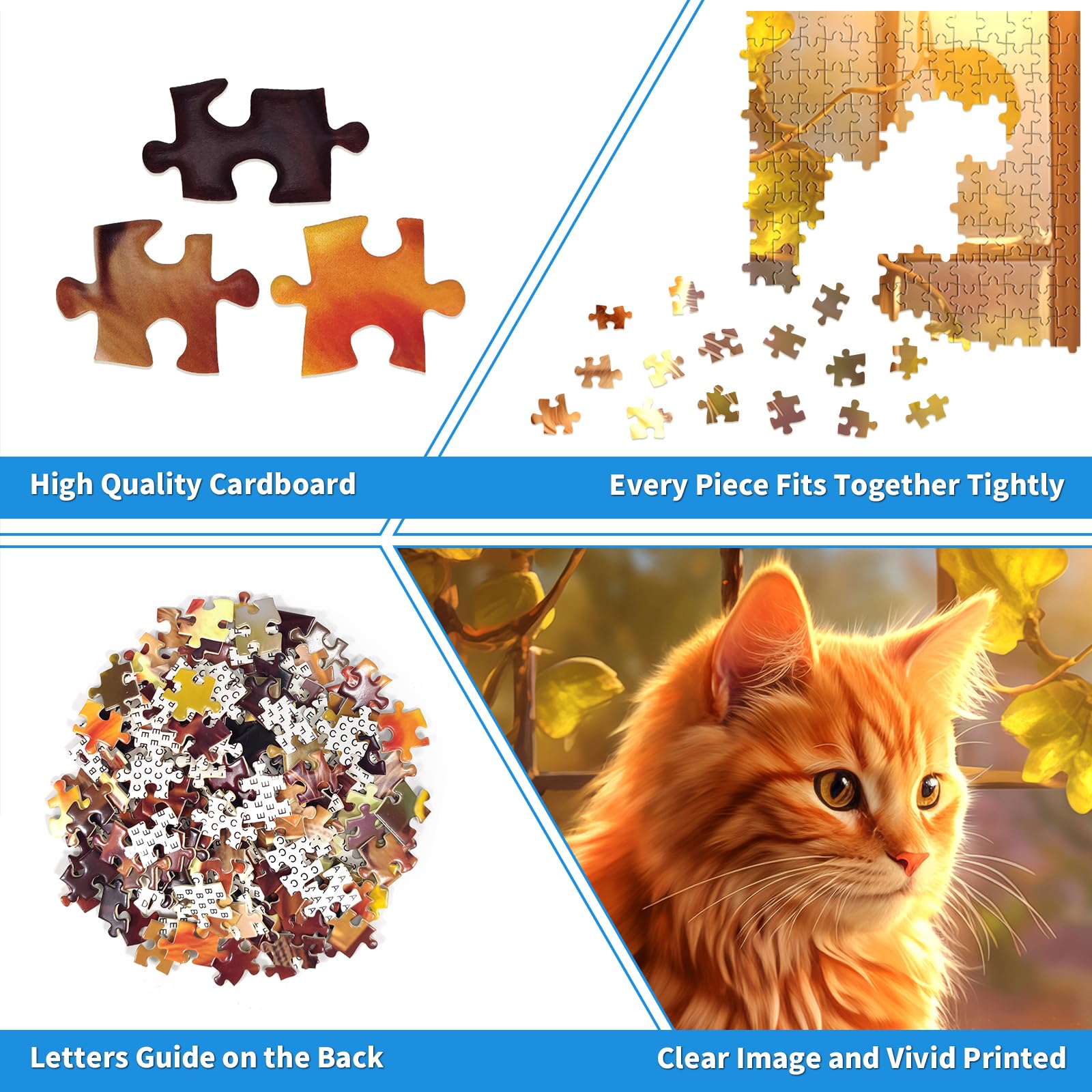 CHengQiSM 1000 Piece Cat Puzzle for Adults – Reading Cat Jigsaw, Cozy Retreat, 27.5x19.7 Inches