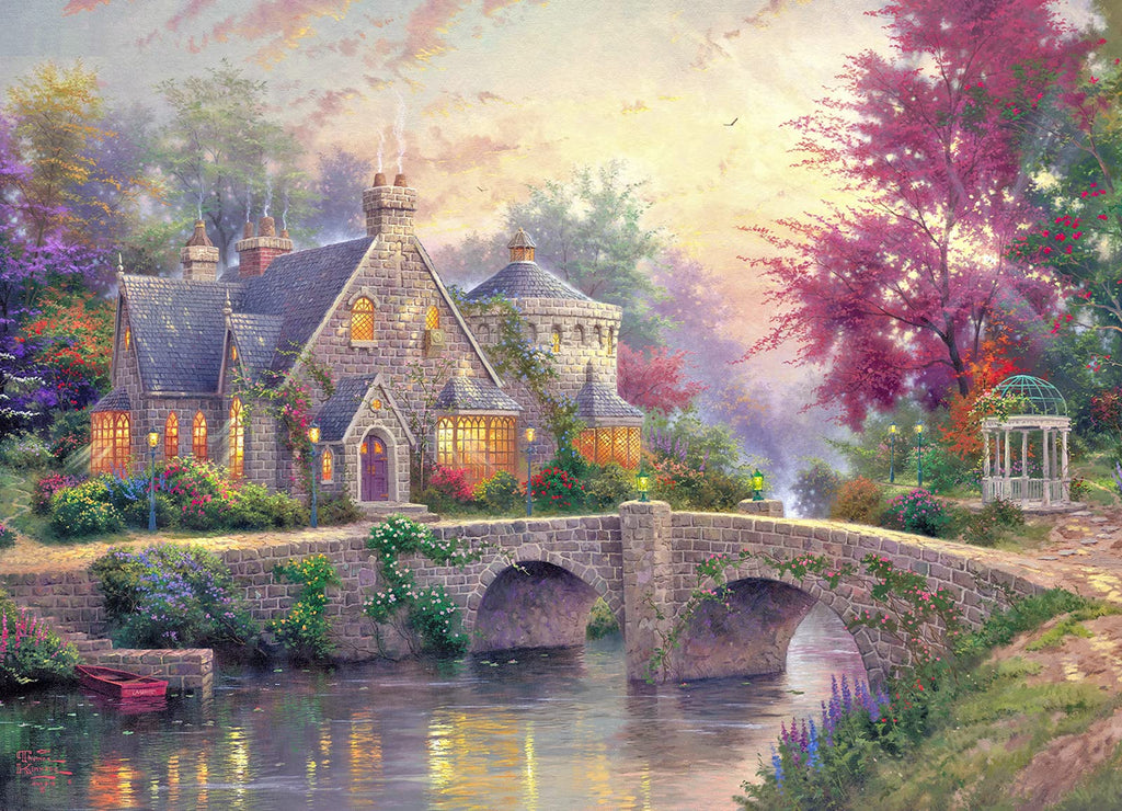 CHengQiSM 1000 Piece Jigsaw Puzzle for Adults – Country House Spring Landscape, Premium Recycled Cardboard, Anti-Glare, 26.75x19.75in