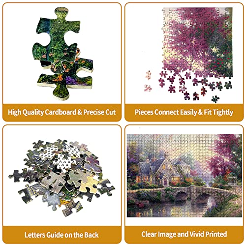 CHengQiSM 1000 Piece Jigsaw Puzzle for Adults – Country House Spring Landscape, Premium Recycled Cardboard, Anti-Glare, 26.75x19.75in