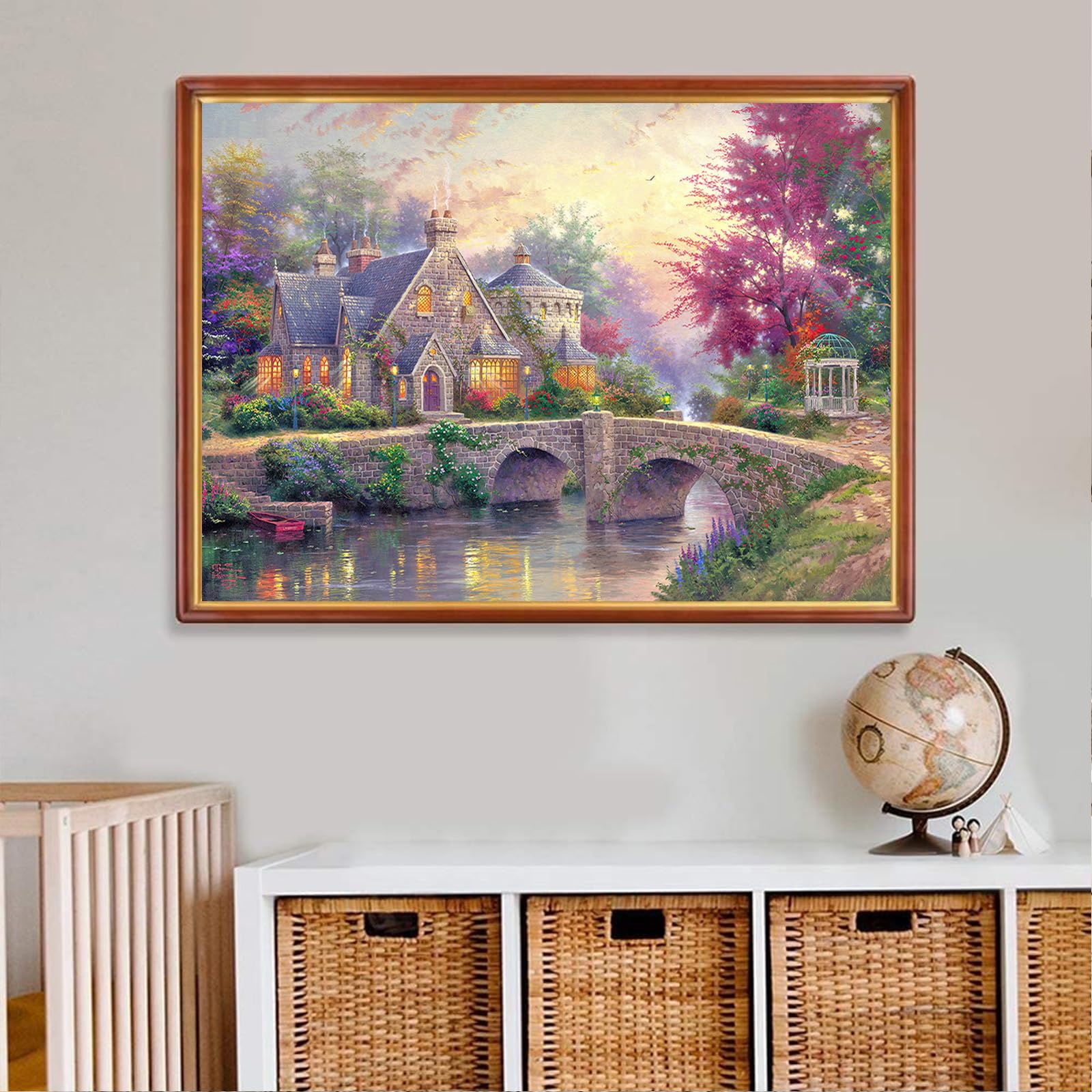 CHengQiSM 1000 Piece Jigsaw Puzzle for Adults – Country House Spring Landscape, Premium Recycled Cardboard, Anti-Glare, 26.75x19.75in