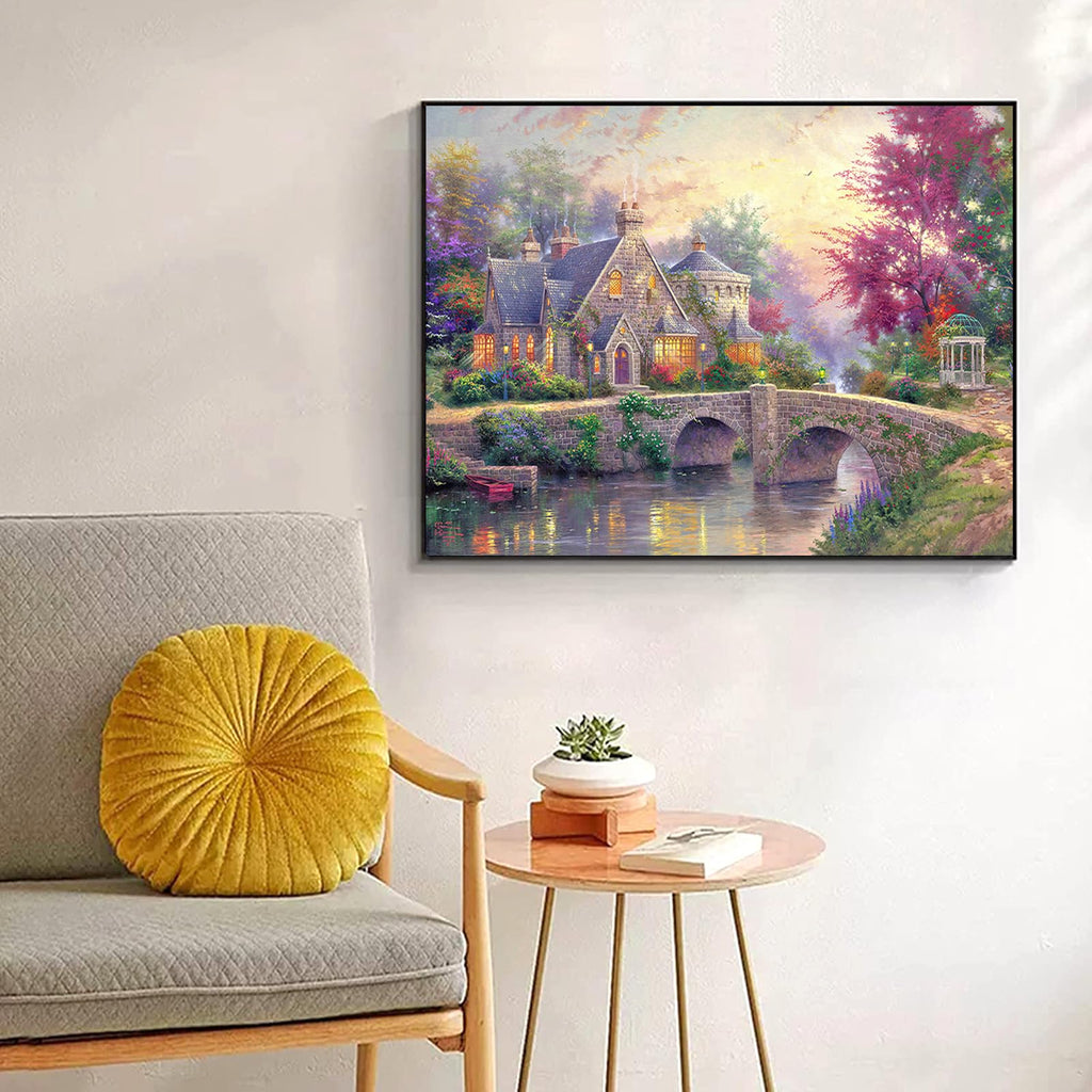CHengQiSM 1000 Piece Jigsaw Puzzle for Adults – Country House Spring Landscape, Premium Recycled Cardboard, Anti-Glare, 26.75x19.75in