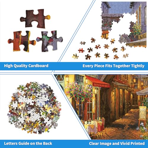 CHengQiSM 1000 Piece Venice Street Puzzle – Blooming Streets Jigsaw with Poster
