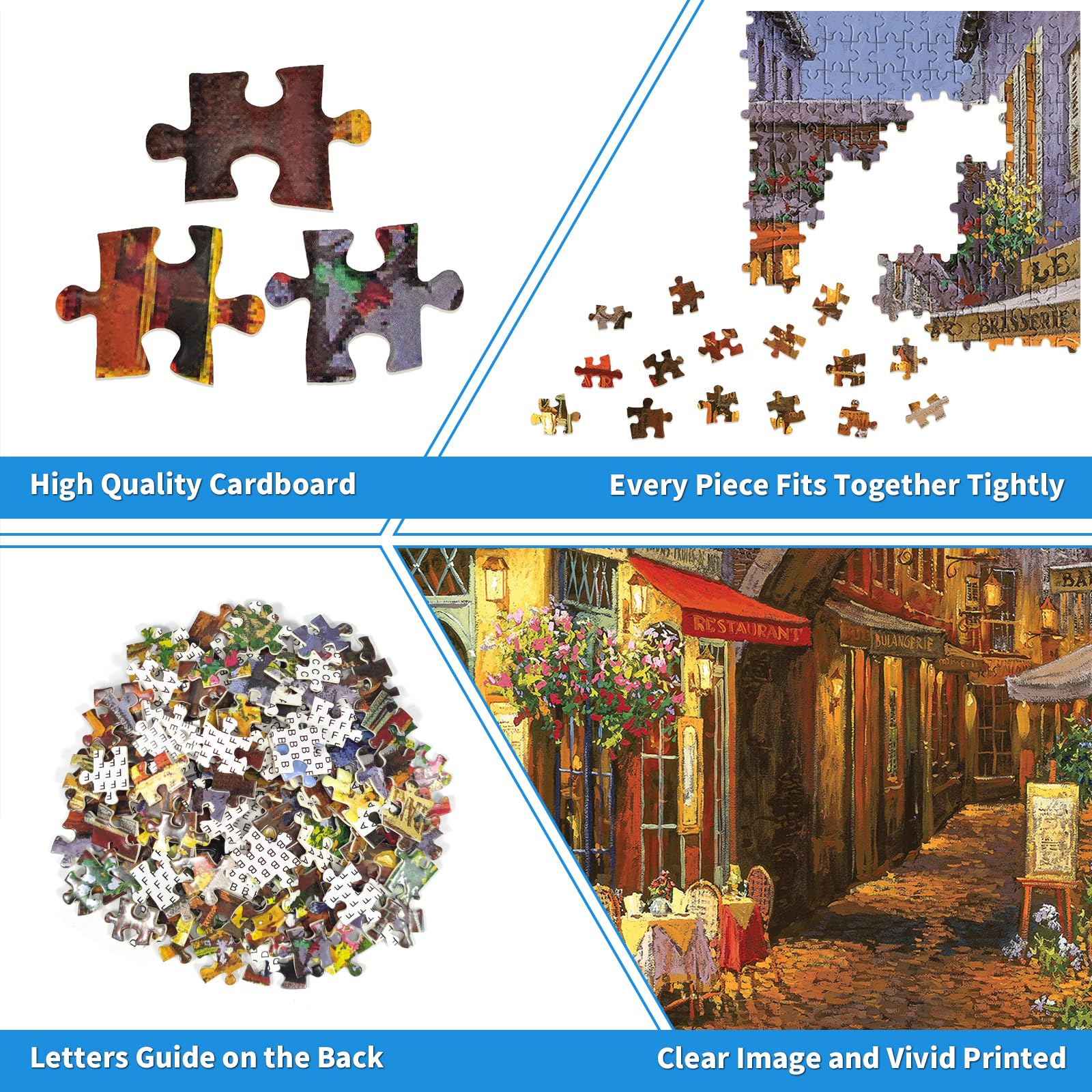CHengQiSM 1000 Piece Venice Street Puzzle – Blooming Streets Jigsaw with Poster
