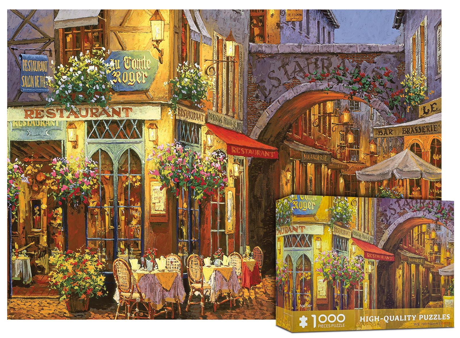 CHengQiSM 1000 Piece Venice Street Puzzle – Blooming Streets Jigsaw with Poster